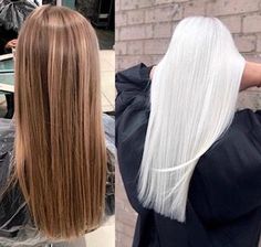 Icy Blonde Hair Color, Platinum Hair Color, Short Hair Highlights, Blonde Locks, Blonde Hair Transformations, Long White Hair