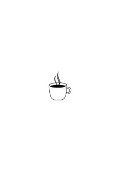 a drawing of a coffee cup with steam rising out of it's top, on a white background