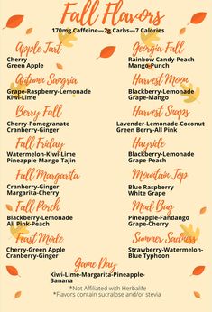 the fall flavors menu is shown