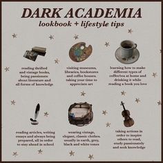 a poster with different types of items on it that include books, writing instruments and other things