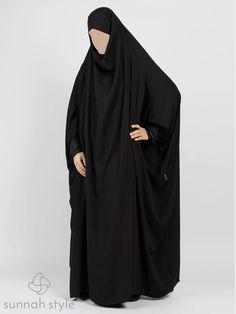 Essentials Full Length Jilbab (Black) - Sunnah Style Modest Black Khimar, Modest Fitted Black Abaya, Long Black Modest Khimar, Long Black Modest Niqab, Black Long Modest Niqab, Black Sapphire, Niqab, Crepe Fabric, Nun Dress