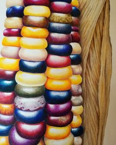 an oil painting of corn on the cob