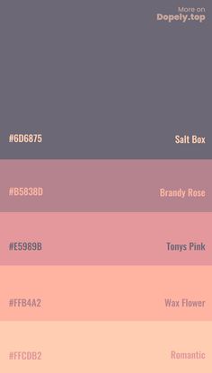 the color scheme for different shades of pink, purple, and grey is shown in this image