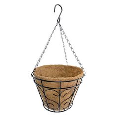 a hanging basket with chains on the side and a hook at the bottom that is attached to it