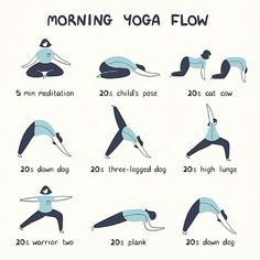 a poster with instructions on how to do a morning yoga flow for dogs and cats