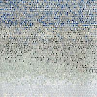 a mosaic tile wall with blue and green colors