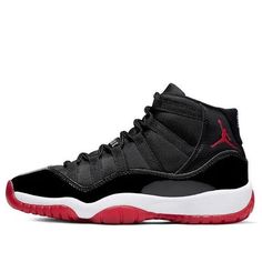 Air Jordan 11 Bred has made a retro return in original form during the holidays of 2019. Dressed in the classic Black, True Red, and White color scheme, it is one of the most well-respected sneakers of all-time. Now available in children's sizes. (SNKR/AJ11/Non-Slip/High Top/Basketball) Jordan 11 Black And Red, Jordans 11s, Jordan 11 Red, Air Jordan 11 Bred, Jordan 11 Bred, Nike Shoes Women Fashion, Jordan 11s, Air Jordan 11 Low, Random Clothes