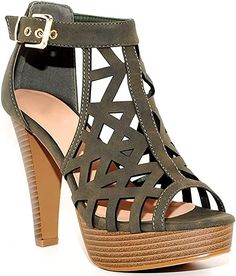 TRENDSup Collection Open Toe Ankle Strap Sandal – Western Bootie Stacked Heel Open Toe Cutout Shoes Ankle Strap High Heels, Platform Block Heels, Western Booties, Stiletto Sandals, Platform High Heels, Fashion High Heels, Open Toe Sandals