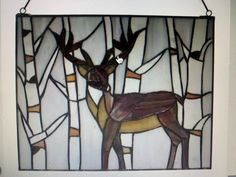 Majestic Deer, Stained Glass Window Panel, Stained Glass Panels, White Backdrop, Stained Glass Window, Outdoor Ceiling Fans, Nature Themed, Decorative Panels, Window Panels