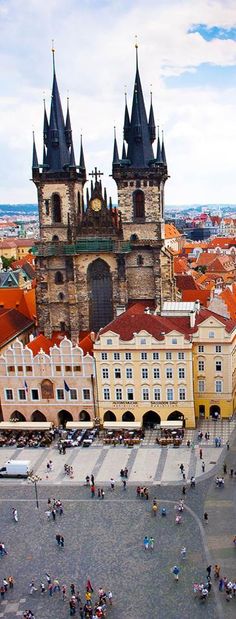 an aerial view of the old town square in prague