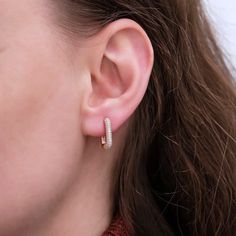 These delicate earrings can add the perfect amount of style flair to any summer outfit! Get yours today and create new trends all season long. Metal: 925 sterling silver (18K rose gold-plated) Measurements: 1.4 x 1.2 cm / 0.5 x 0.4" Stones: cubic zirconia Fastening: latch back Hypoallergenic: nickel-free materials used therefore suitable for those with metal allergies Trendy Rose Gold Pierced Earrings, Trendy Cubic Zirconia Huggie Earrings, Rose Gold Minimalist Diamond Earrings For Pierced Ears, Chic Rose Gold Hoop Earrings For Pierced Ears, Everyday Rose Gold Huggie Earrings, Minimalist Rose Gold Diamond Drop Earrings, Trendy Hypoallergenic Rose Gold Earrings, Rose Gold Hypoallergenic Drop Diamond Earrings, Everyday Fine Jewelry Rose Gold Hoop Earrings