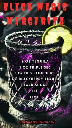 Elevate your cocktail game with this eerie Black Magic Margarita! Perfect for Halloween parties or any night that needs a dark twist, this drink is as delicious as it is mysterious. Click for the full recipe and mix some magic! #HalloweenDrinks #SpookyCocktails #MargaritaLovers #PartyDrinks #CocktailRecipes Masquerade Party Drinks, Halloween Alcoholic Drinks Recipes, Halloween Cocktails Margarita, Halloween Party Margarita, Margarita Recipes Halloween, Halloween Margarita Recipe, Black Halloween Drinks Alcohol, Magical Cocktails, Halloween Margaritas