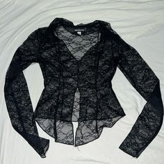 Urban Outfitters Sheer Black Lace Collared Top Size Xs Nwot 14in Pit To Pit Fitted Urban Outfitters Blouse For Fall, Fitted Long Sleeve Blouse By Urban Outfitters, Urban Outfitters Long Sleeve Top For Party, Urban Outfitters Long Sleeve Party Tops, Urban Outfitters Long Sleeve Tops For Night Out, Fitted Fall Blouse From Urban Outfitters, Fitted Blouse From Urban Outfitters For Fall, Black Long Sleeve Tops From Urban Outfitters, Elegant Fitted Top From Urban Outfitters