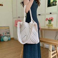 Fashion Knitted Shoulder Bags for Women Large Capacity Crossbody Bags Ladies Weave Casual Shopping Messenger Purse Handbag [23y 9m 19d] Trendy Knitted Tote Shoulder Bag, Casual Crochet Travel Bag, Casual Knitted Rectangular Shoulder Bag, Casual Knitted Crochet Travel Bag, Trendy Knitted Bags For Daily Use, Casual Knitted Shopping Bags, Casual White Crochet Crossbody Bag, Casual White Crochet Satchel Bag, Everyday Knitted Tote Shoulder Bag