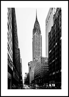 black and white photograph of the chrysler building in new york city