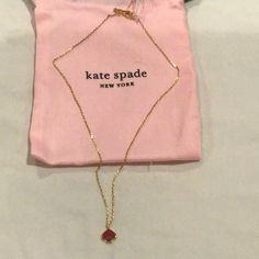 Kate Spade Bright Rose Enamel Necklace Total Chain Length: 17"+3"; Spade Necklace, Kate Spade Necklace, Cat Pendant Necklace, Pave Necklace, Stone Statement Necklace, Sparkle Necklace, Studded Necklace, Jewel Necklace, Enamel Necklaces