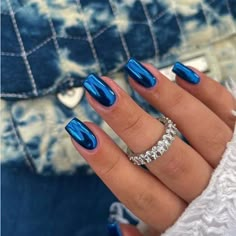 Wama's Amazon Page Navy Blue Chrome Acrylic Nails, Super Shiny Nails, Hand Painted Gel Nail Art, Blue Xmas Nails Short, Sparkly Nails Blue, Blue Chrome Nails Coffin, Max Verstappen Nails, Bright Blue Nails With Design, Classy Blue Nails