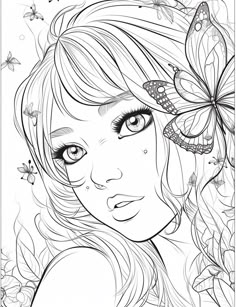 Fairy Coloring Pages For Grown Ups, Fairy Coloring Pages For Adults, Free Coloring Books, Free Adult Coloring Printables, Coloring Books For Kids, People Coloring Pages, Owl Coloring Pages, Coloring Books For Adults, Adult Colouring Printables