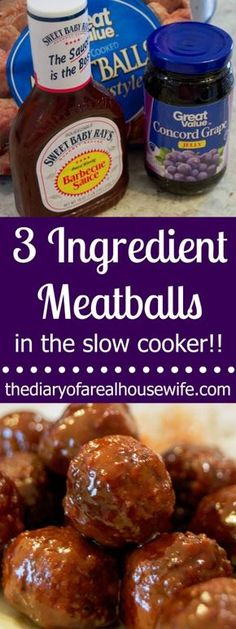 three ingredient meatballs in the slow cooker