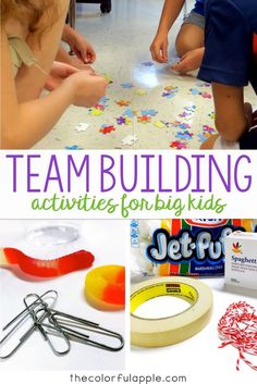 the collage shows several activities for kids to do with their teacher's supplies