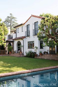 an instagram page with a house and pool in the background