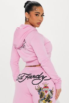 Available In Pink. Hoodie Front Zip Long Sleeve Front And Back Screen Ed Hardy Graphic Stretch Pair To "Ed Hardy New York Eagle Pant" Disclaimer: Due To The Printing Process A Difference In Saturation May Occur. Each Garment Is Unique. 55% Cotton 45% Polyester Imported | Ed Hardy New York Eagle Zip Front Hoodie in Pink size XL by Fashion Nova Ed Hardy Pink Set, Christmas Girly Wishlist, Es Hardy Outfit, Ed Hardy Clothes, Fashion Nova Hoodie, Pink Girly Things Accessories, Ed Hardy Outfit, Pink Hoodie Outfit, Girly Fits