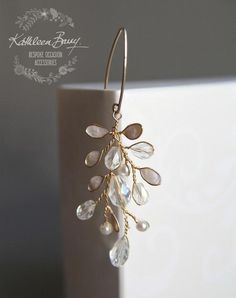 Leaf Chandelier Earrings Pearl enamel inlay with Crystals | Etsy Unique Wedding Earrings, Leaf Chandelier, Earrings Pearl, Crystal Pearls, Gorgeous Earrings, Wedding Earrings, Bridal Earrings, Gold Style, Chandelier Earrings