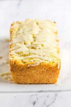 a loaf of lemon bread with icing on top