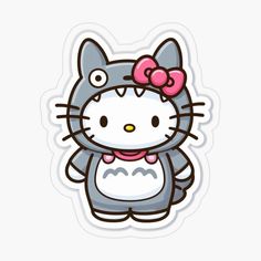 a hello kitty sticker with a pink bow on it's head and eyes