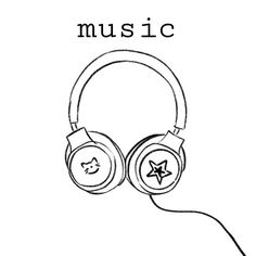 headphones with the word music on it and an image of a star in the middle