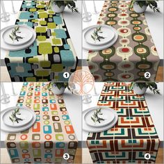 the table cloths are different colors and patterns