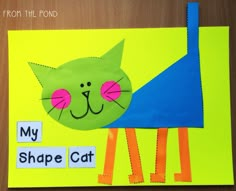 a paper cut out of a cat with the words my shape cat written on it