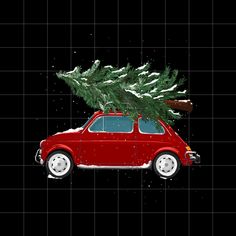 a red car with a christmas tree on top