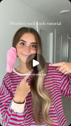 Maddy Millard on Instagram: "My new every night heatless curls 😍😍 so easy too🙌🏻

#hair #hairtok #hairstyle #hairinspo #hairtutorial #hairideas #haircare #healthyhair #longhair #heatlesscurls #sockcurls #sockcurlstutorial #schoolhairstyles #easyhairstyles #trendinghairstyle #viralhairstyle #holidayhair #curlscheck" Curl Hair With Headband Overnight, Yoga Pants Heatless Curls, Diy Heatless Hair Curling Ribbon, Soft Hair Hacks, Step By Step Heatless Curls, Scrunchy Heatless Curls, Diy Heatless Curls Overnight Sock, How To Roll Hair With Socks, How To Do Your Hair For Bed