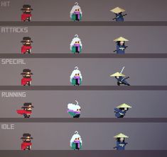 pixel art showing different types of people with umbrellas on their heads and the words,