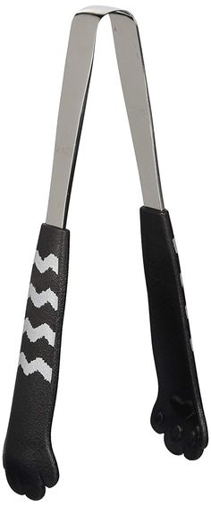 a pair of black and white chevroned scissors with two handles on each side