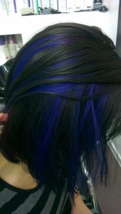 Exotic Hair, Peekaboo Highlights, Bob Hair Color, Blue Black Hair, Dye Colors, Hair Brained, Bob Hair, Colored Hair