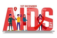 people standing in front of the words aids day