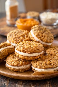 some cookies are stacked on top of each other and ready to be eaten for breakfast