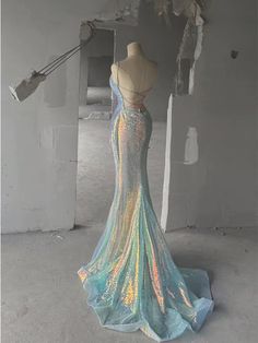 Siren Dress Prom, Irredescent Wedding Dress, Ariel Sparkly Dress, Mermaid Dresses Prom, Mermaid Inspired Dress, Iridescent Prom Dress, Siren Dress