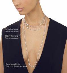 The petite version of the classic tennis necklace. This style is perfect for everyday wear and will never go out of style. Available in 14K White and Yellow Gold Diamond weight: 15in = 3.76cts 16in = 4.10cts 17in = 4.23cts 18in = 4.30cts Minimalist Tennis Necklace With Vvs Clarity, Classic Everyday Luxury Tennis Necklace, Timeless Tennis Necklace With Round Cut For Everyday Luxury, Classic White Gold Tennis Necklace, Diamond Tennis Necklace, Diamond Shop, Diamond Cocktail Rings, Band Bracelet, Tennis Necklace