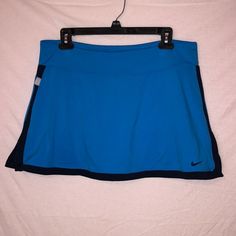 New Without Tags Nike Blue Tennis Skirt Sky Blue With Navy Blue Trim Slits On The Sides Built In Shorts New Without Tags- Tags Were Removed To Be Given As A Gift Women’s Size Large Blue Sporty Mini Skort, Sporty Blue Mini Skort, Sporty Blue Skort, Nike Stretch Lined Skirt Bottoms, Blue Mini Skort With Pockets, Blue Fitted Sporty Skirt, Sporty Fitted Blue Skirt, Nike Blue Skort For Spring, Blue Stretch Skort