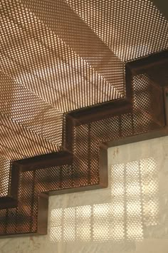 the ceiling is made up of metal mesh