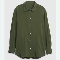 Gap Olive Green Cinch Back Button Up Oversized Button Up Big Shirt. Condition: New With Tags. Size: Medium/8-10. Measurements: 22” Underarm To Underarm, 22.5” Sleeve Length, 31” Collar To Bottom Hem Length. Materials: Rayon, Nylon. Smoke Free Home. Big Shirt, Green Button, Character Outfits, Olive Green, Green And Grey, Gap, Button Up, Top Blouse, Cool Outfits