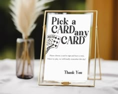 a sign that says pick a card any card you want to give as a gift