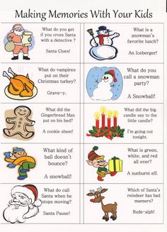 a poster with pictures of different things to do for christmas and other holiday activities on it