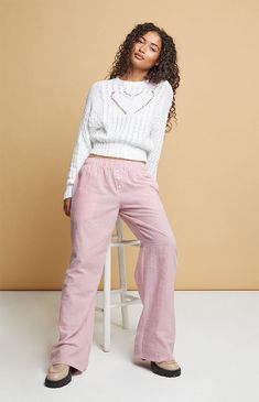 PacSun exclusive! Embrace relaxed comfort with the Red Striped Crinkle Boxer Pajama Pants from Beverly and Beck. Featuring a charming striped print, these pants come with a stretchy elastic waistband, a 3-button front placket, and wide-leg openings. With side hand pockets and a relaxed baggy fit, they sit low on the waist for an effortlessly laid-back look.10.75" rise31" inseam24" leg openingStriped printCrinkle woven fabricSits low on the waistElastic waistband3-button front placketWide leg ope Boxer Pants, Refer A Friend, Comfy Fashion, Printed Pants, Baggy Fits, Stripe Print, Lady In Red, Casual Pants, Pajama Pants