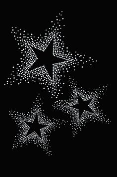 three white stars on black background