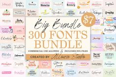 the big bundle of 300 fonts and numbers for any type of text, including