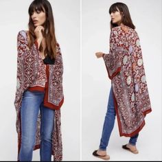 Free People Magic Dance Border Print Kimono The Lightweight Kimono Features A Colorful Pattern With A Border Print. Make A Statement With This Bold Style. Care/Import Machine Wash Cold Made In India Red One-size Kimono For Festivals, Fitted Red Summer Kimono, Casual Red V-neck Kimono, Red Printed Kimono For Fall, Fitted Red Bohemian Kimono, Red Beach Kimono For Fall, Casual Red Open Front Kimono, One Size Red Kimono For Festivals, Red One Size Kimono For Festival